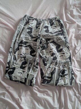 Supreme White Comic Print Thrasher Pants Size Medium